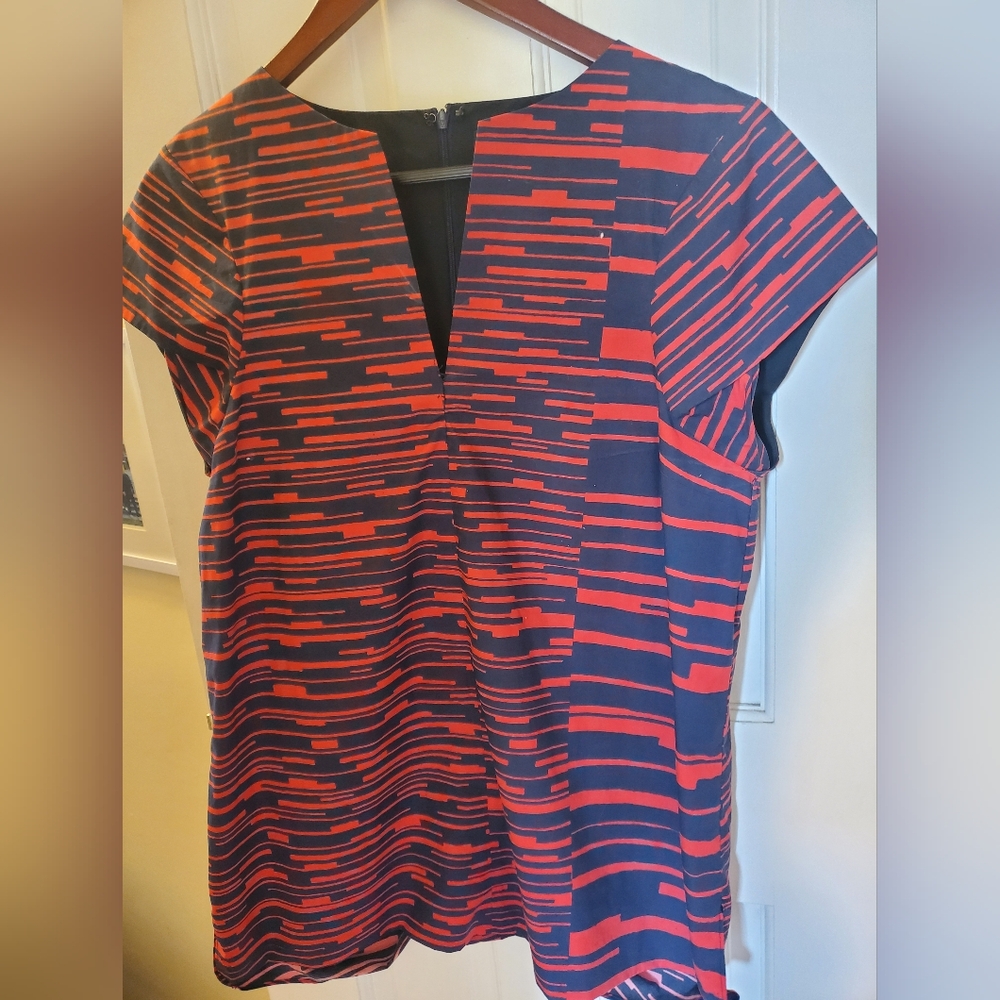 Jil Sander Red and Blue Cap Sleeve Tunic